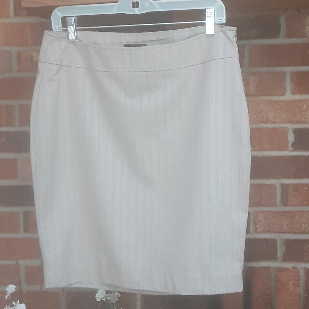 The Limited Tan And Blue Pinstriped Career skirt